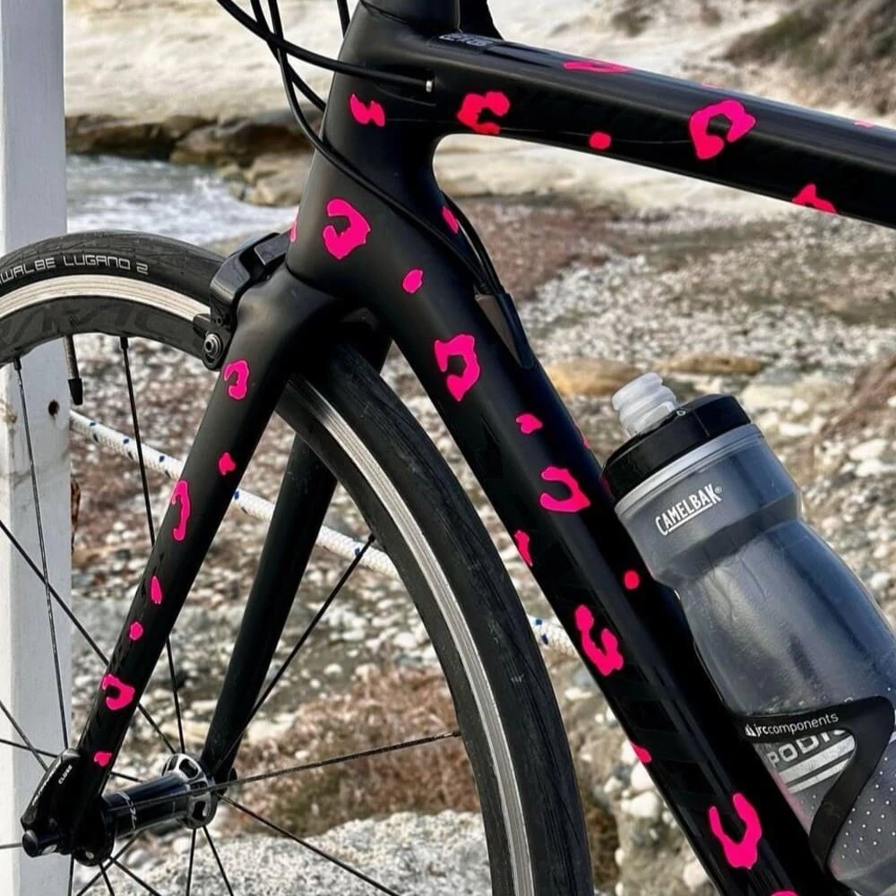 Светоотражающие наклейки it's my!bike сигнальный розовый леопард - фото 2