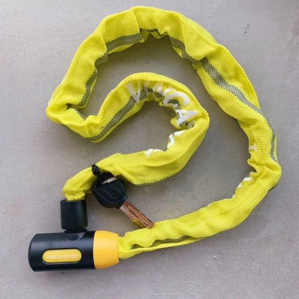 Замок-цепь для велосипеда 6х1000 мм со светоотражающей желтой оплеткой Vinca - фото 2