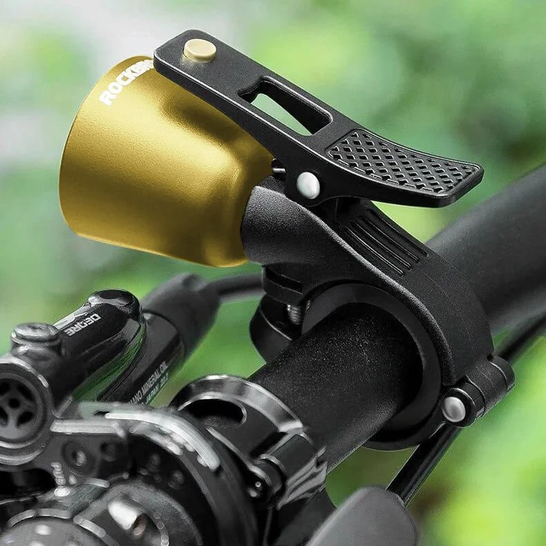 Звонок ROCKBROS латунного цвета ударный в виде рожка - фото 3