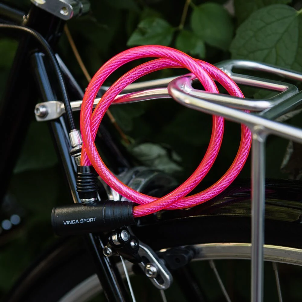 Велосипедный тросовый замок 8х650 мм розовый Vinca - фото 1