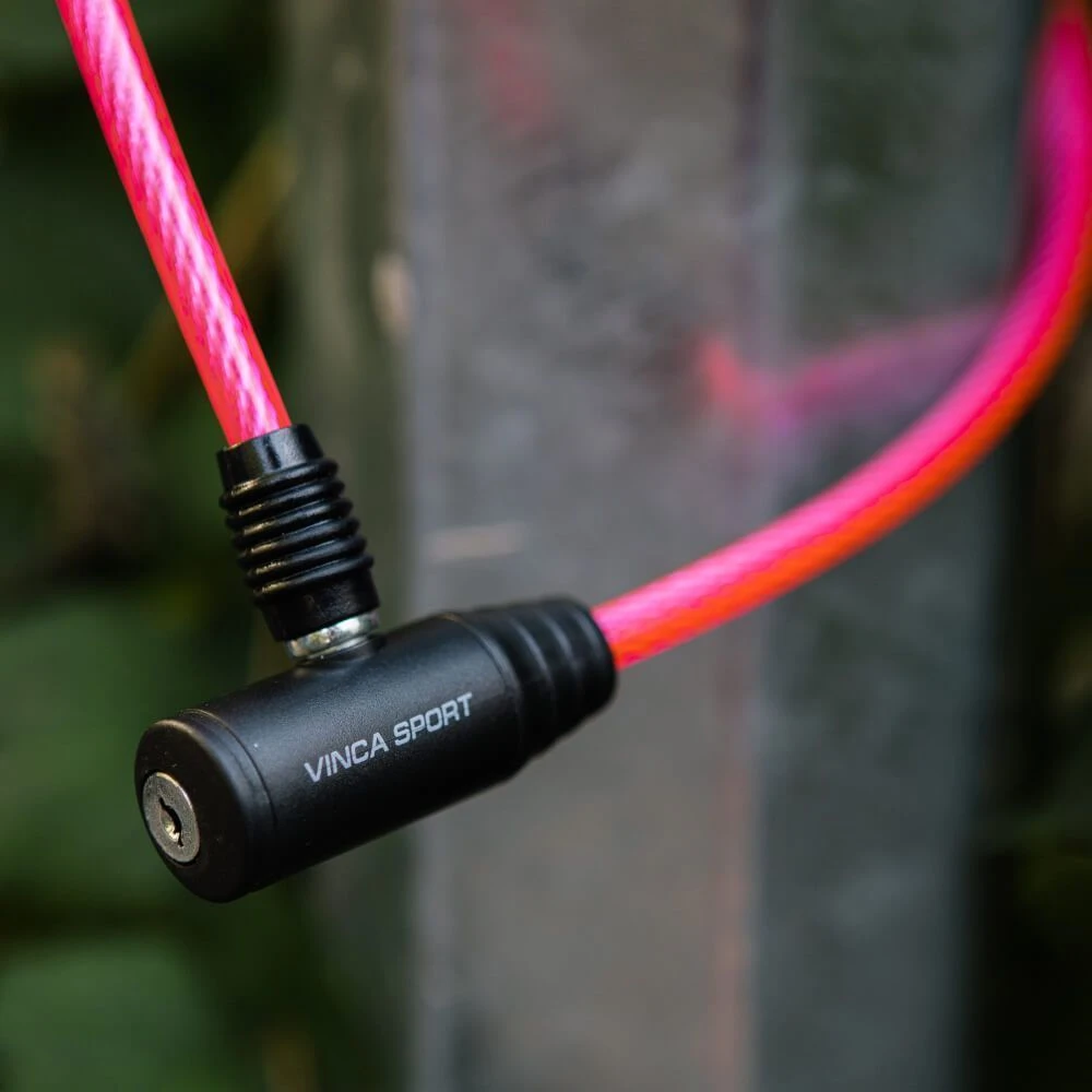 Велосипедный тросовый замок 8х650 мм розовый Vinca - фото 2