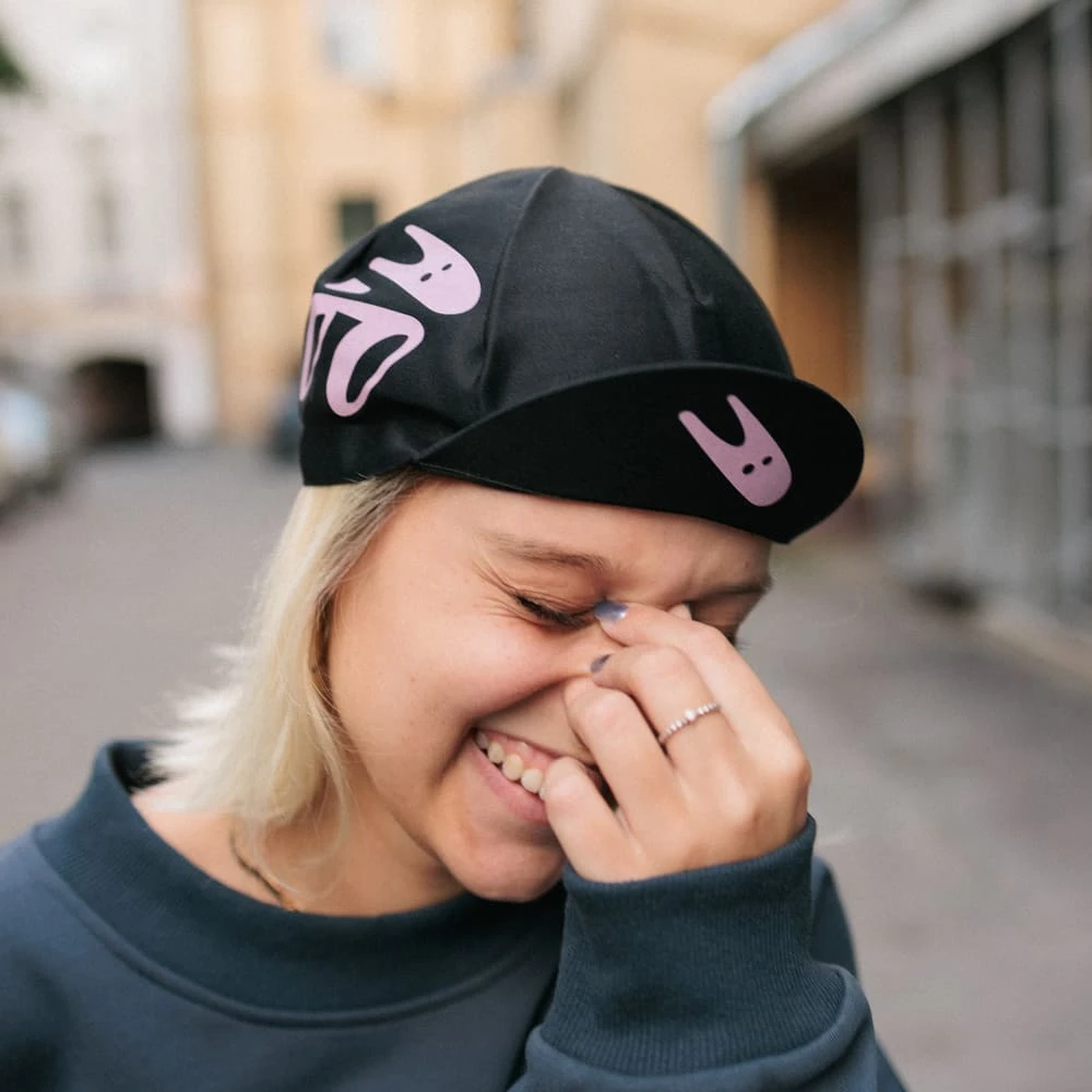 Велокепка it's my!bike черная с розовым зайцем - фото 2