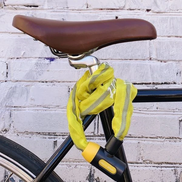 Замок-цепь для велосипеда 6х1000 мм со светоотражающей желтой оплеткой Vinca - фото 1