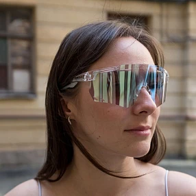 Очки фотохромные ROCKBROS в прозрачной оправе с синими перфорированными линзами