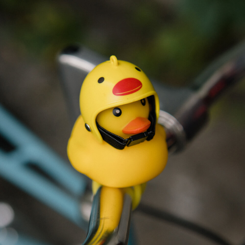 Утка на велосипед в шлеме - фото 8