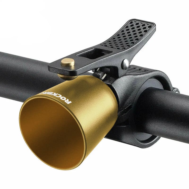 Звонок ROCKBROS латунного цвета ударный в виде рожка - фото 2