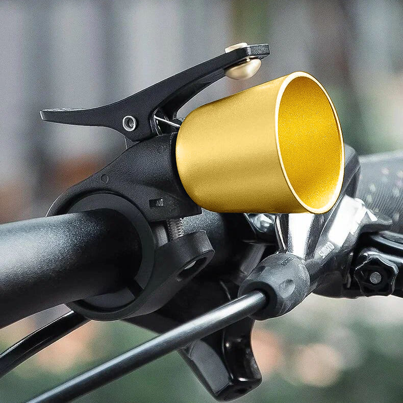 Звонок ROCKBROS латунного цвета ударный в виде рожка - фото 4